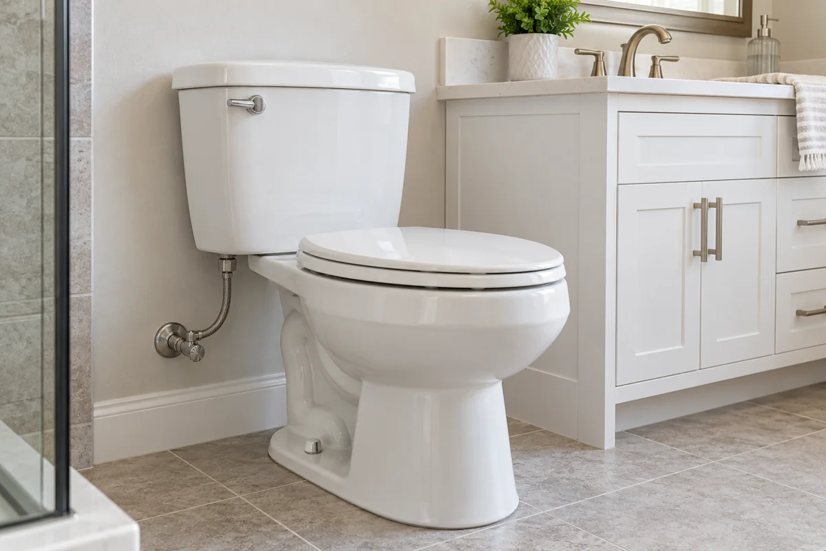 Service illustration of a toilet, water supply and bathroom fixtures